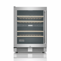 Adega Tecno Professional 43 Garrafas Inox 60cm - Abertura Esquerda: adega climatizada inox 43 garrafas com prateleiras de madeira e puxador lateral