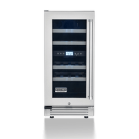 Adega Tecno Professional 23 Garrafas inox 38cm com abertura direita, porta de vidro e painel digital para duas zonas de temperatura