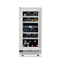 Alt Tag: Adega Tecno Professional 23 Garrafas inox 38cm abertura direita com porta em vidro e prateleiras para vinhos