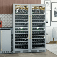 Adega Tecno Vintage 151 Garrafas Inox 60cm - Abertura Esquerda: adega climatizada inox 151 garrafas com duas portas de vidro e acabamento premium