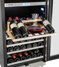 Adega Tecno Vintage 151 Garrafas Inox 60cm - Abertura Esquerda adega climatizada inox 151 garrafas com prateleiras de madeira e porta de vidro