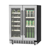 Adega e Cervejeira Evol Smart Inox 60cm, adega climatizada e cervejeira inox 18 garrafas + 58L, porta de vidro dupla e puxadores profissionais