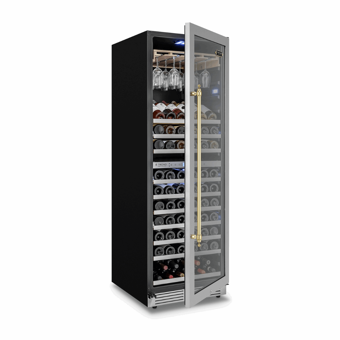 Adega de Vinhos Vintage de Embutir 151 Garrafas 2 Zonas 220V — Abertura para Direita