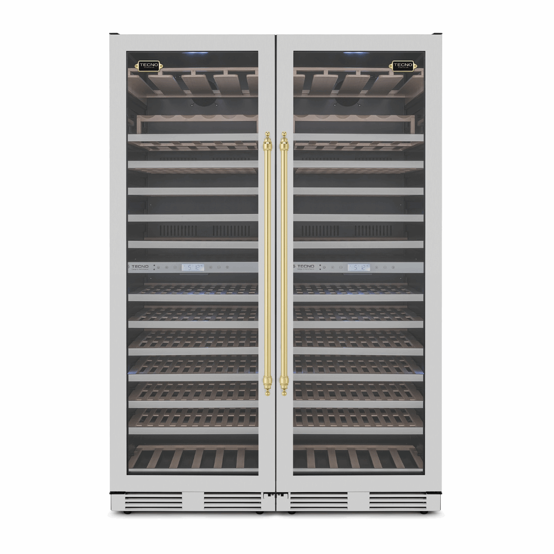 Adega de Vinhos Vintage de Embutir 151 Garrafas 2 Zonas 220V — Abertura para Esquerda