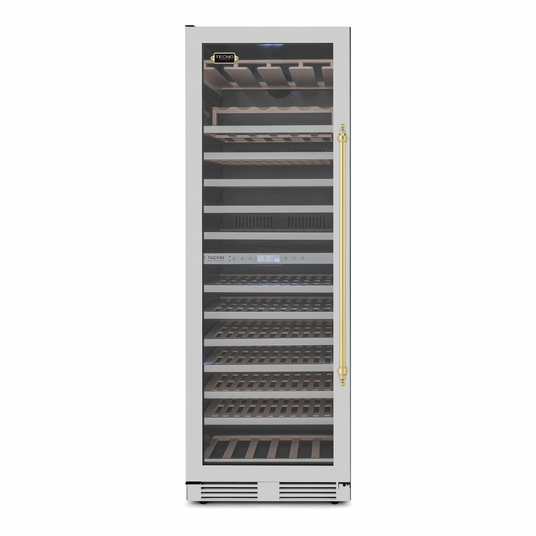 Adega de Vinhos Vintage de Embutir 151 Garrafas 2 Zonas 220V — Abertura para Esquerda