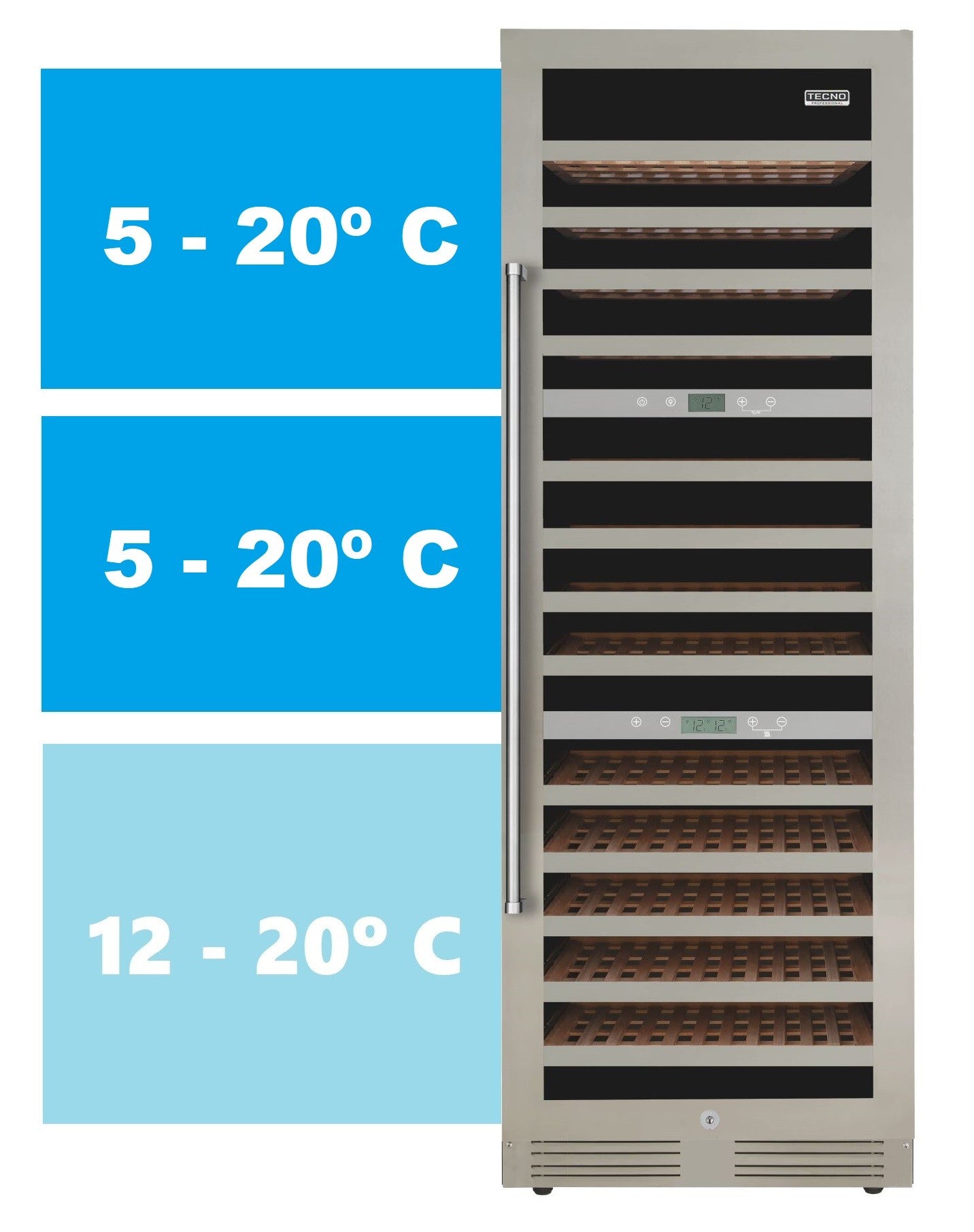 Adega de Vinhos Tecno Professional de Embutir 141 Garrafas 3 Zonas 220V - Abertura para Direita