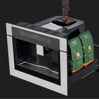 Cafeteira Tecno Original Automática de Embutir Inox 60cm em inox escovado com painel touch, saída dupla e gaveta para grãos e cápsulas
