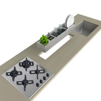 Canal Organizador Úmido Debacco 900 Inox em inox escovado embutido com escorredor, tábua e profundidade de 14 cm