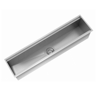 Canal Organizador Úmido Debacco 900 Inox em inox escovado retangular 90cm embutir profundidade 14cm com ralo central e design linear