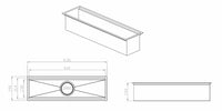 Canal Organizador Úmido Debacco 600 Inox em inox escovado, formato retangular embutido 60cm profundidade 14cm com ralo central visível