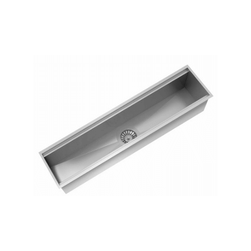 Canal Organizador Úmido Debacco 600 Inox canal organizador em inox escovado embutido 60cm com dreno central e profundidade de 14 cm