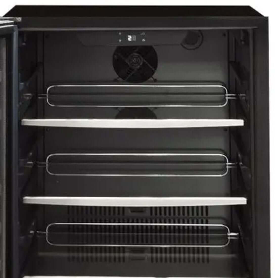 Cervejeira Cuisinart Arkton Inox 60cm - Abertura Esquerda, cervejeira de embutir inox com porta de vidro, prateleiras e iluminação interna