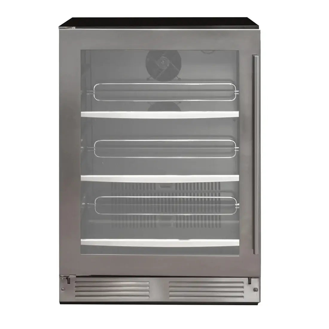 Cervejeira Cuisinart Arkton Inox 60cm - Abertura Esquerda: beer center inox embutir com porta de vidro, prateleiras cromadas e acabamento premium