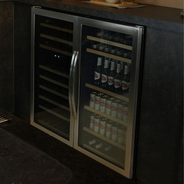 Cervejeira Debacco 265 Litros Inox 60cm -Abertura para Direita, cervejeira de embutir inox com porta de vidro, prateleiras e iluminação interna