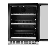 Cervejeira Evol Smart 135 Litros Inox 60cm - Abertura Direita: cervejeira inox com porta de vidro à direita, prateleiras cromadas e iluminação interna