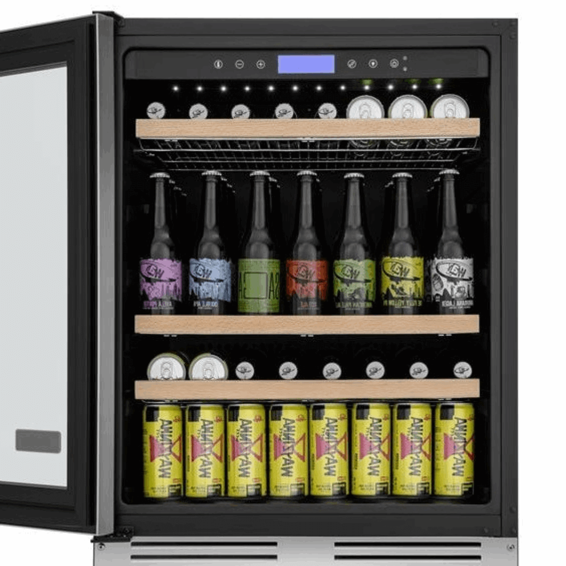 Cervejeira Tecno Professional 136 Litros Inox 60cm - Abertura Esquerda com porta de vidro, prateleiras em inox, iluminação interna e acabamento inox
