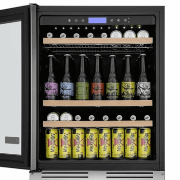 Cervejeira Tecno Professional 136 Litros Inox 60cm - Abertura Esquerda com porta de vidro, prateleiras em inox, iluminação interna e acabamento inox