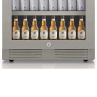 Cervejeira Tecno Professional 433 Litros Inox 60cm - Abertura Direita com porta de vidro, interior iluminado, prateleiras e acabamento inox