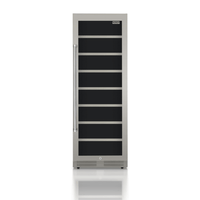 Cervejeira Tecno Professional 433 Litros Inox 60cm - Abertura Direita: cervejeira inox com porta de vidro, puxador lateral e prateleiras internas