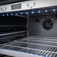 Cervejeira Tecno Professional 433 Litros Inox 60cm - Abertura Direita com interior inox, prateleiras cromadas, ventilação e iluminação LED azul