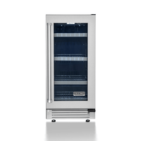 Cervejeira Tecno Professional 80 Litros Inox 38cm - Abertura Direita: cervejeira inox com porta de vidro, prateleiras em aço e iluminação interna