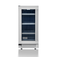 Cervejeira Tecno Professional inox 80 litros 38cm com porta de vidro e abertura esquerda, prateleiras internas e controle de -5 a 10 ºC