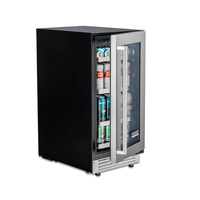 Cervejeira Tecno Professional 80 Litros Inox 38cm - Abertura Direita, beer center preto com porta de vidro, prateleiras inox e iluminação interna