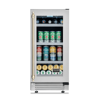 Cervejeira Tecno Vintage 80 Litros Inox 38cm - Abertura Direita com acabamento inox, porta de vidro, prateleiras ajustáveis e iluminação interna