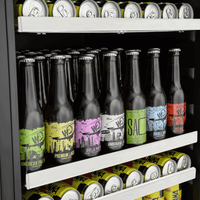 Cervejeira Tecno Vintage 136 Litros Inox 60cm - Abertura Direita: cervejeira inox com porta de vidro, prateleiras reguláveis e iluminação interna