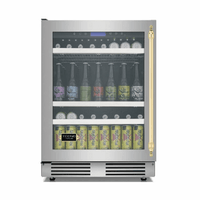 Cervejeira Tecno Vintage 136 Litros Inox 60cm - Abertura Esquerda, cervejeira com porta de vidro, acabamento inox e prateleiras internas
