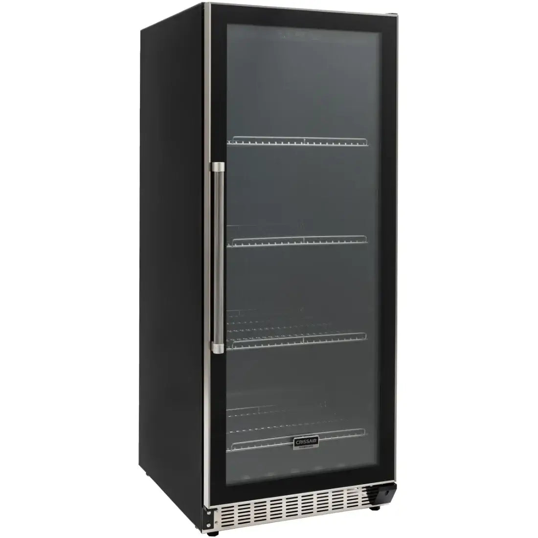 Cervejeira Crissair de embutir vidro preto 320L 60cm com prateleiras internas e iluminação LED