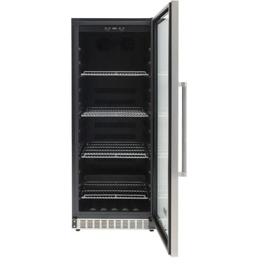 Cervejeira Crissair embutir vidro preto 320L com portas de vidro, prateleiras metálicas e iluminação LED