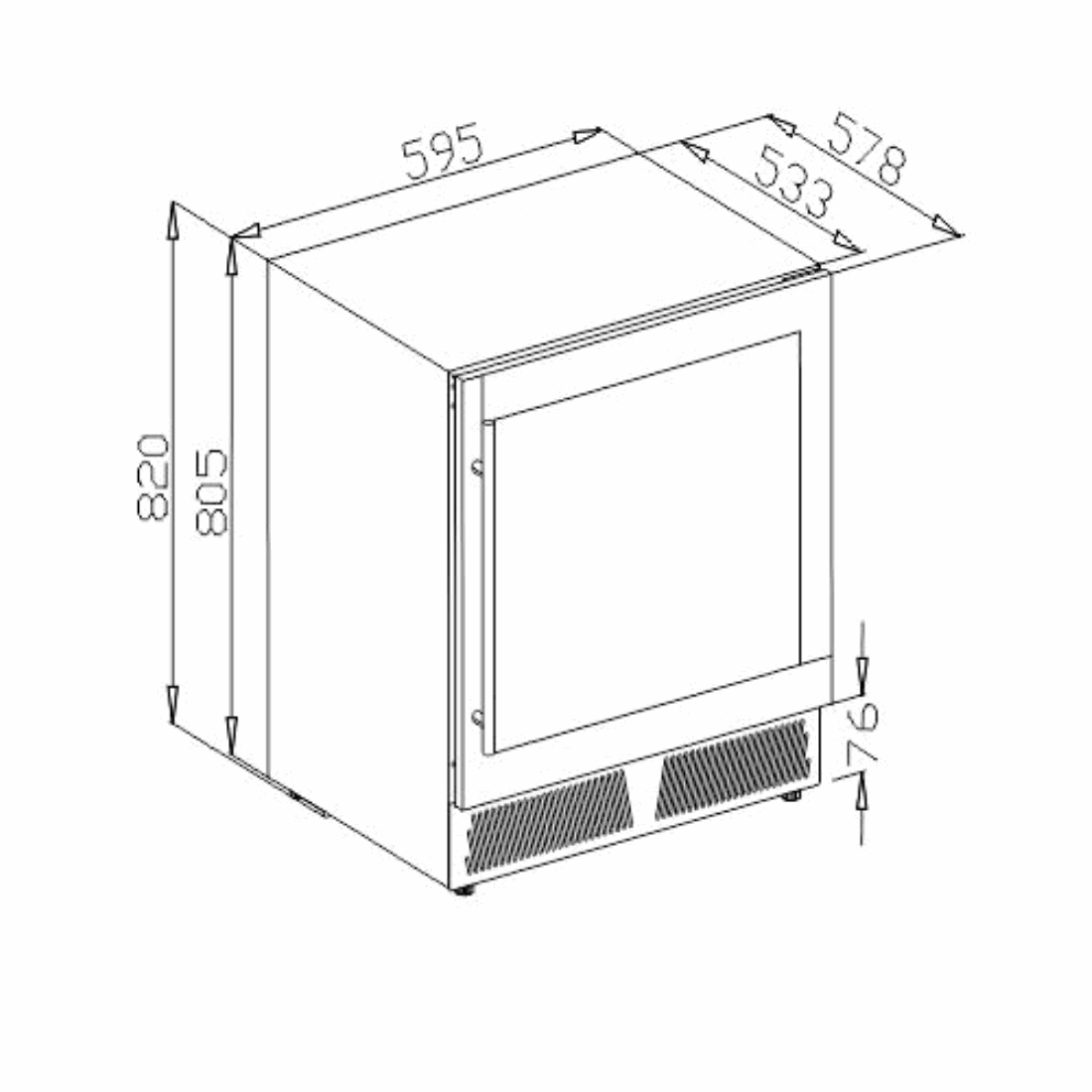 Cervejeira de Embutir 145 Litros Inox 60cm 220V - Abertura para Direita