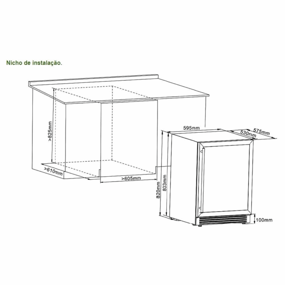Cervejeira Professional 136 Litros de Embutir Inox 220V - Abertura para Esquerda