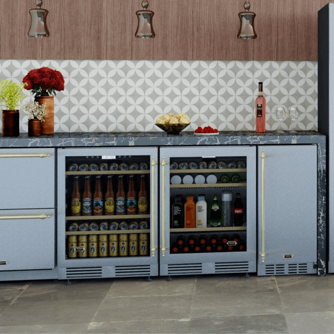 Cervejeira Vintage 136 Litros de Embutir Inox 220V - Abertura para Direita