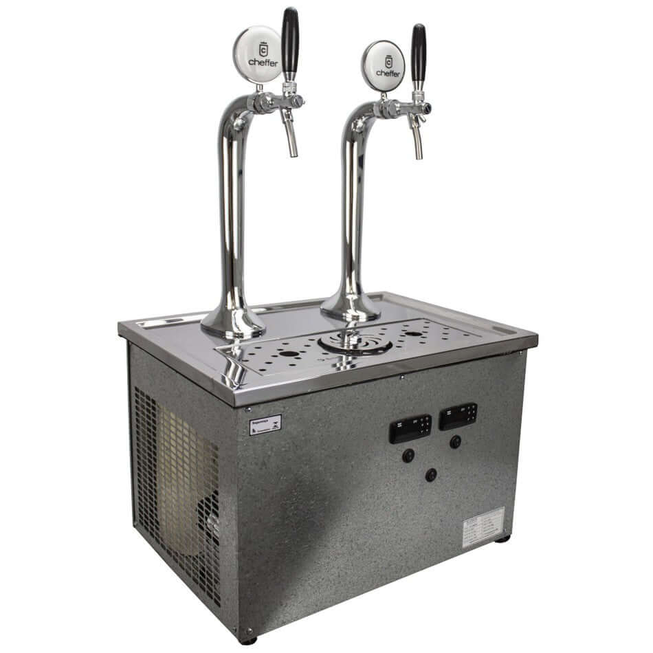 Chopeira Naja Cheffer Smart 2 Torneiras Independentes com Lava Copos - chopeira naja inox de bancada com torre dupla e acabamento cromado