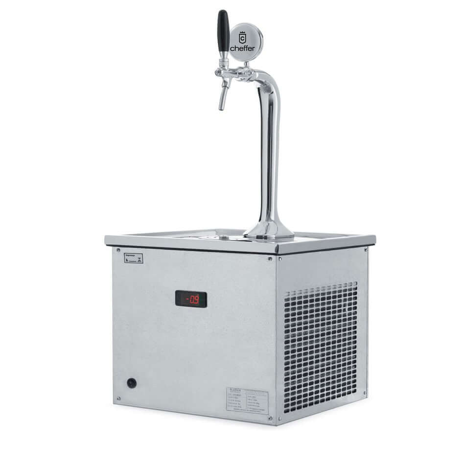 Chopeira Naja Cheffer Smart 1 Torneira com Lava Copos - chopeira elétrica em inox com torre naja cromada e instalação bancada compacta