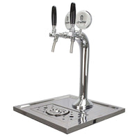 Chopeira Naja Cheffer Smart 2 Torneiras com Lava Copos: chopeira naja em inox com torre dupla cromada, 2 torneiras e bandeja para bancada