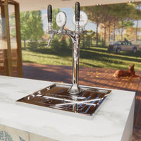 Chopeira Naja Cheffer Smart 2 Torneiras com Lava Copos — chopeira naja em inox polido com torre dupla e instalação bancada compacta