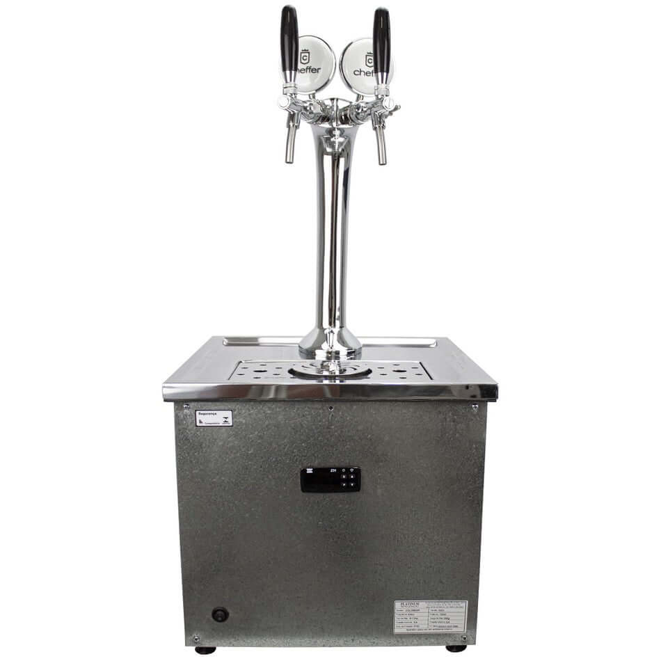 Chopeira Naja Cheffer Smart 2 Torneiras com Lava Copos - chopeira naja de bancada em inox com torre dupla e acabamento cromado