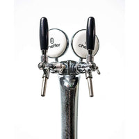 Chopeira Naja Cheffer Smart 2 Torneiras com Lava Copos - chopeira naja em inox com torre dupla e alças pretas, para bancada compacta