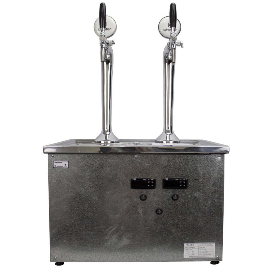 Chopeira Naja Cheffer Smart 2 Torneiras Independentes com Lava Copos em inox com duas torres naja e acabamento prateado para bancada