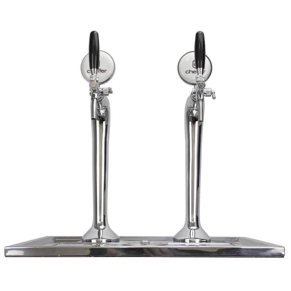 Chopeira Naja Cheffer Smart 2 Torneiras Independentes com Lava Copos: chopeira naja em inox com duas torneiras altas e base de embutir