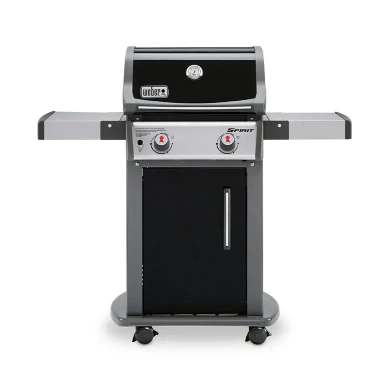 Churrasqueira a Gás Weber 2 Queimadores 120cm com Rodízio Spirit E-210 em inox escovado com tampa, grelhas e bancada lateral, instalação piso