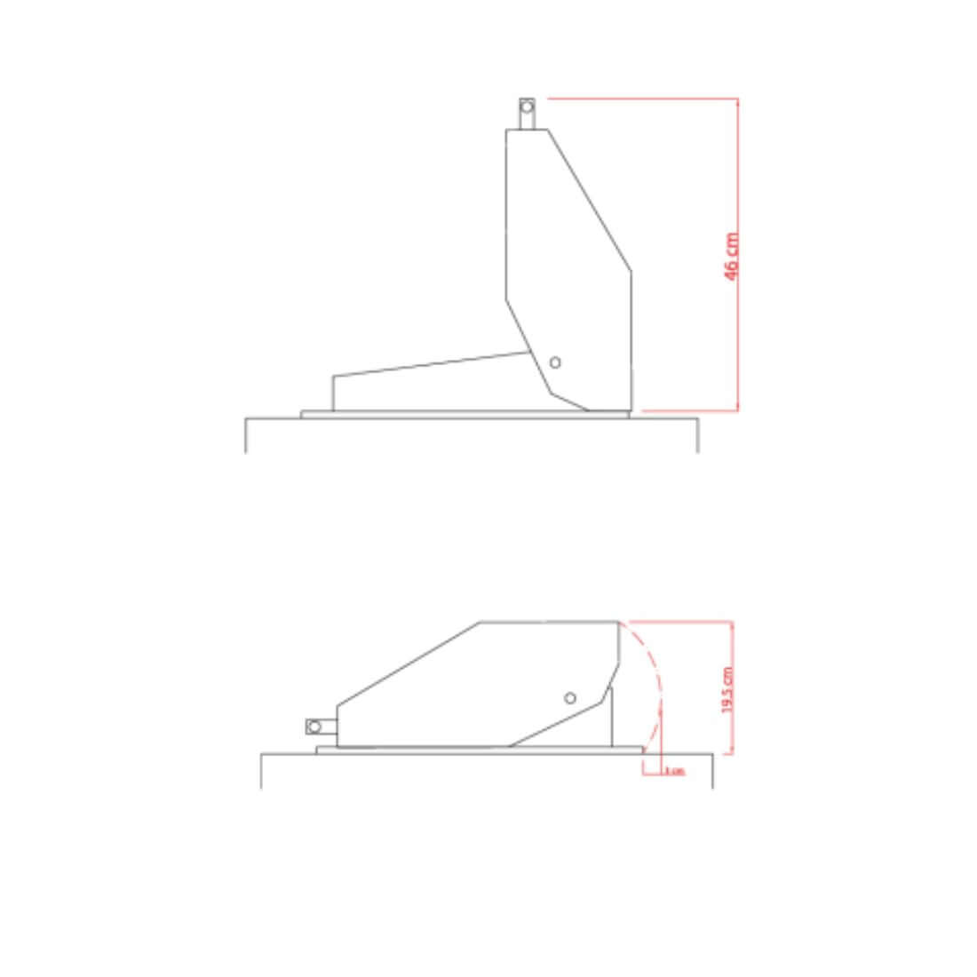  Churrasqueira Elétrica Top Lid JX Metais inox 60cm desenho técnico com medidas de embutir e perfil de abertura