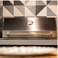 Churrasqueira Elétrica Top Lid JX Metais inox 60cm embutida em bancada gourmet aço inox com termômetro