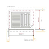 Churrasqueira Elétrica Top Lid JX Metais Inox 60cm desenho técnico com medidas de embutir e áreas de segurança