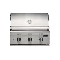 Churrasqueira a Gás Coyote 3 Queimadores Série C3 Inox com tampo em aço inoxidável e botões de controle.