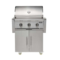 Churrasqueira a Gás Coyote 3Q Série C3 Inox 71cm com carrinho, três queimadores em aço inox.