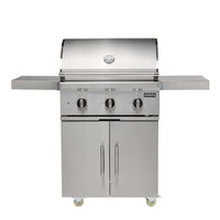 Churrasqueira a Gás Coyote 3Q Série C3 Inox 71cm com carrinho e três queimadores em aço inox.